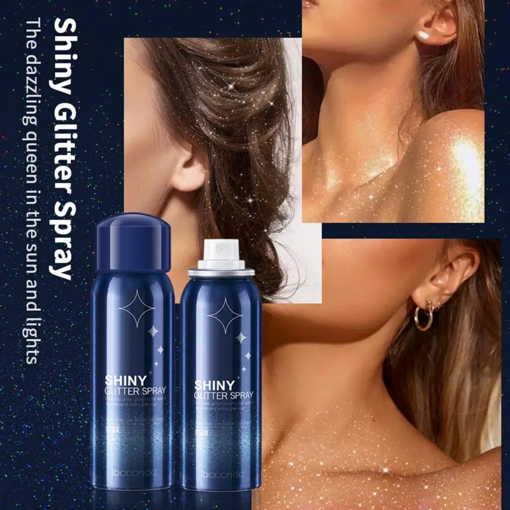 60ml Body Glitter Spray Safe Highlighter Spray Creative Sequins Spray Shining Make Up Attractive Body Shiny Glitter Spray