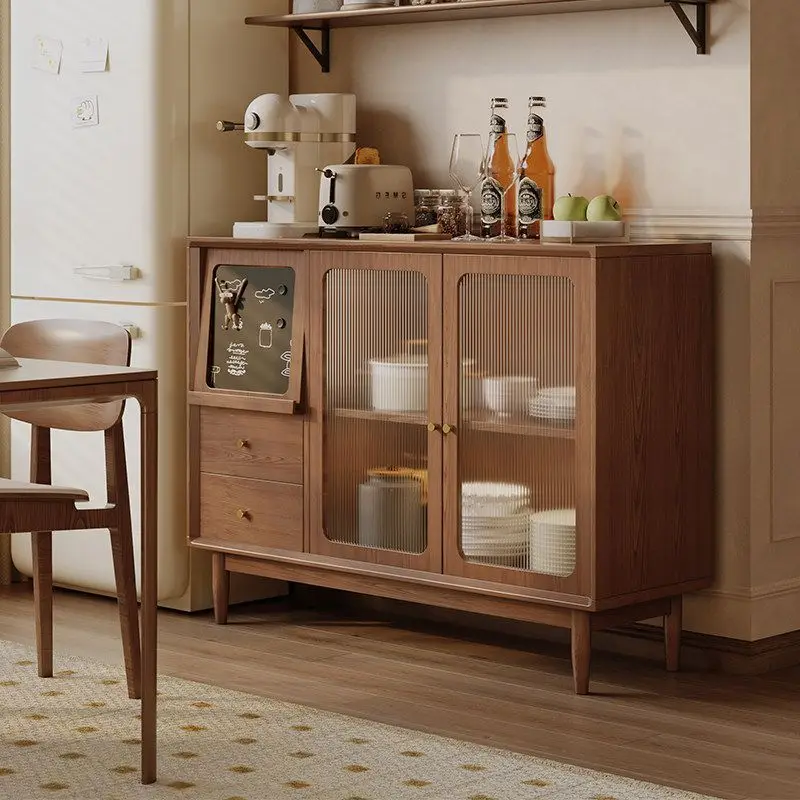 Solid wood dining side cabinet, multi-layer storage cabinet, dining room, kitchen floor-to-ceiling locker integrated against