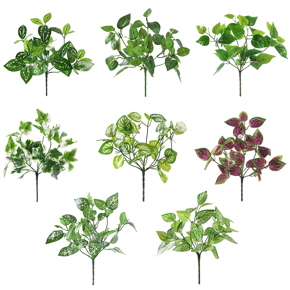 Ramillete de Hojas Artificiales Versátiles, Plantas Falsas, Follaje de Simulación para Decoración del Hogar, Bodas y Auditorios
