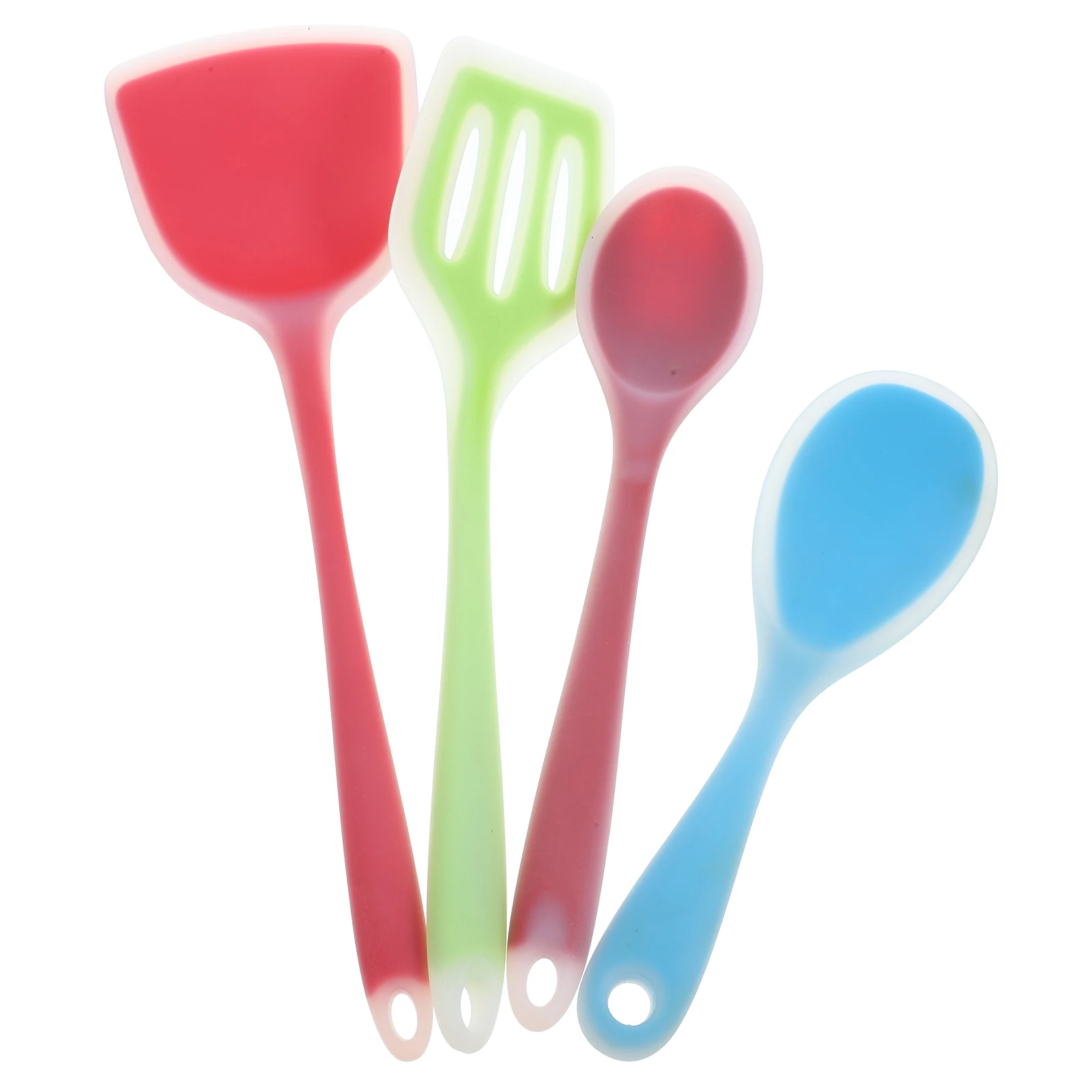 

1Set Silicone Cookware Spatula Set Nonstick Pan Safe Kitchen Tools Flexible Skimmer Soup Ladle Rice Spoon Slotted Spoon Mixing