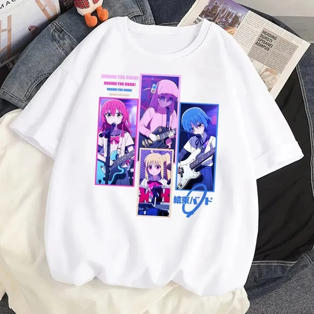 Hot Anime BOCCHI THE ROCK Manga Graphic Print T-Shirt Women Men Cartoon Gotoh Hitori Kawaii Fashion O-neck Cotton Summer New Tee