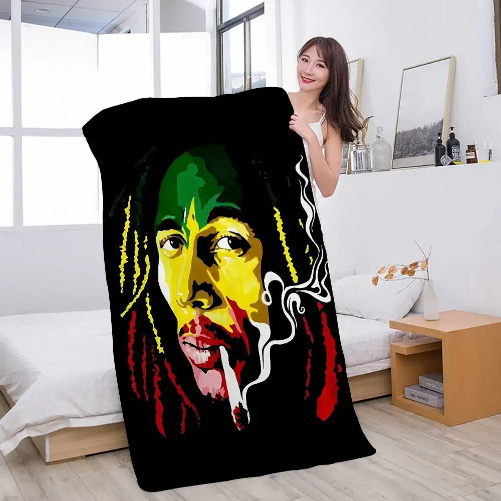 B-Bob Marley Anime Beach Swimming Towel Soft Absorbent Washcloth Children's Gifts for Kids Travel Camping Gym