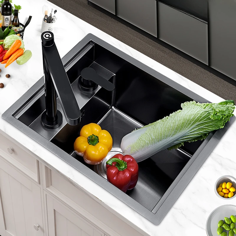 Hidden cup washer sink nano bar coffee milk tea shop western kitchen mini stainless steel single tank