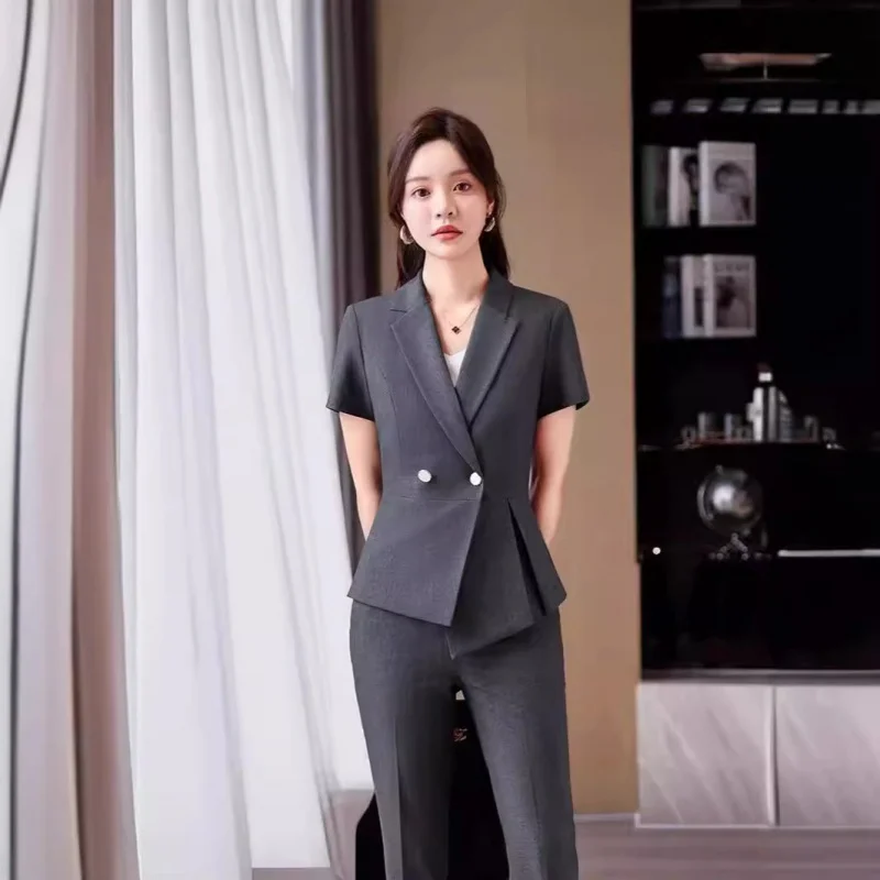 

High Sense Civil Servant Interview Formal Wear Suit Jacket Work Clothes Gray Business Suit Female Summer Temperament