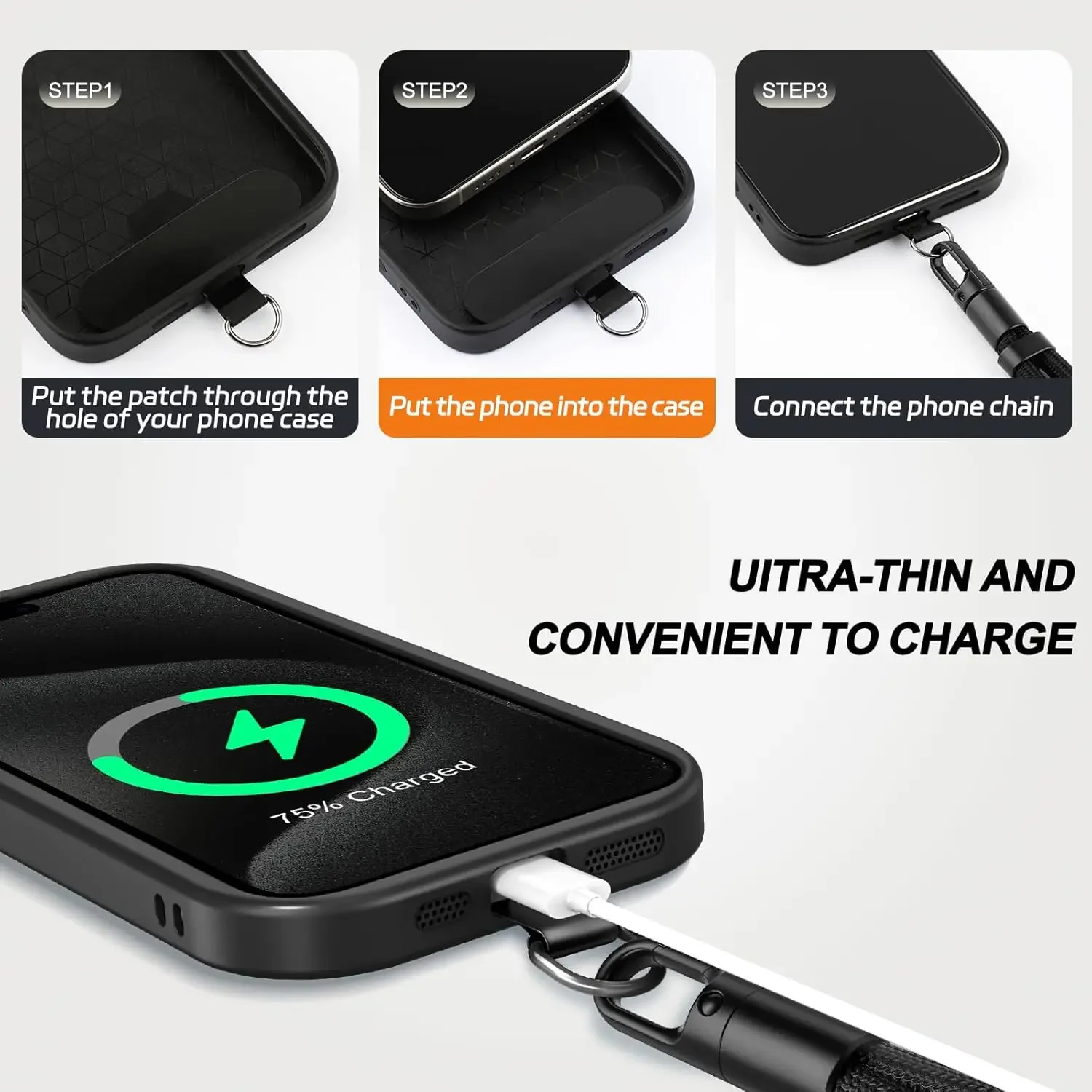 حزام معصم قصير عالمي قابل للتعديل للهاتف المحمول مع تصميم ذاتي القفل ومضاد للسقوط وحزام هاتف من البوليستر المتين #5