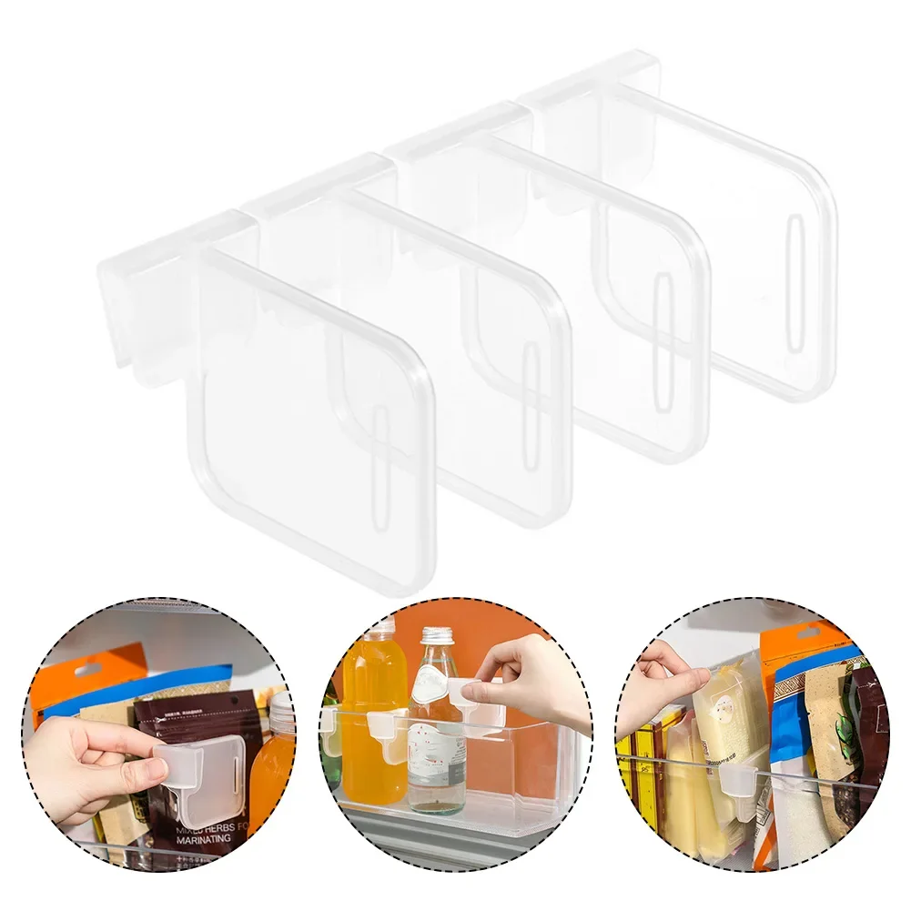 4pcs Seasoning Divider Fridge Clip-on Partition Beverage Refrigerators Food Board Adjustable Shelf Sorting Bookend Side Door