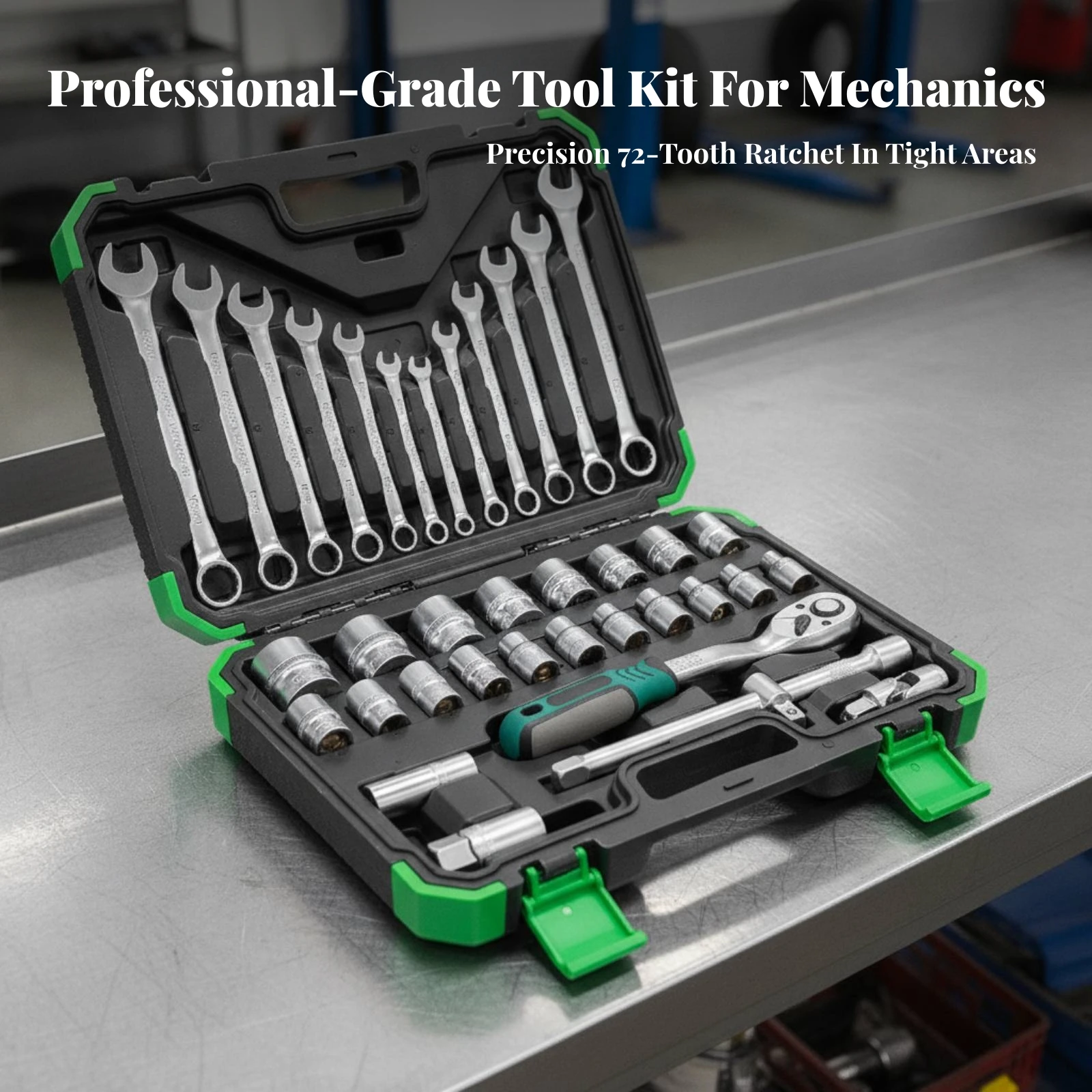 Socket and Wrench Tool Kit Corrosion-Resistant Socket Wrench Tool Set with Storage Case Tools Chrome Vanadium Complete