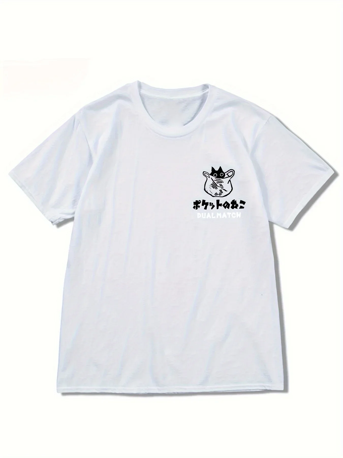 Футболка женская с коротким рукавом, Повседневная рубашка с принтом черного кота, 100% хлопок, с круглым вырезом, свободная Удобная уличная одежда