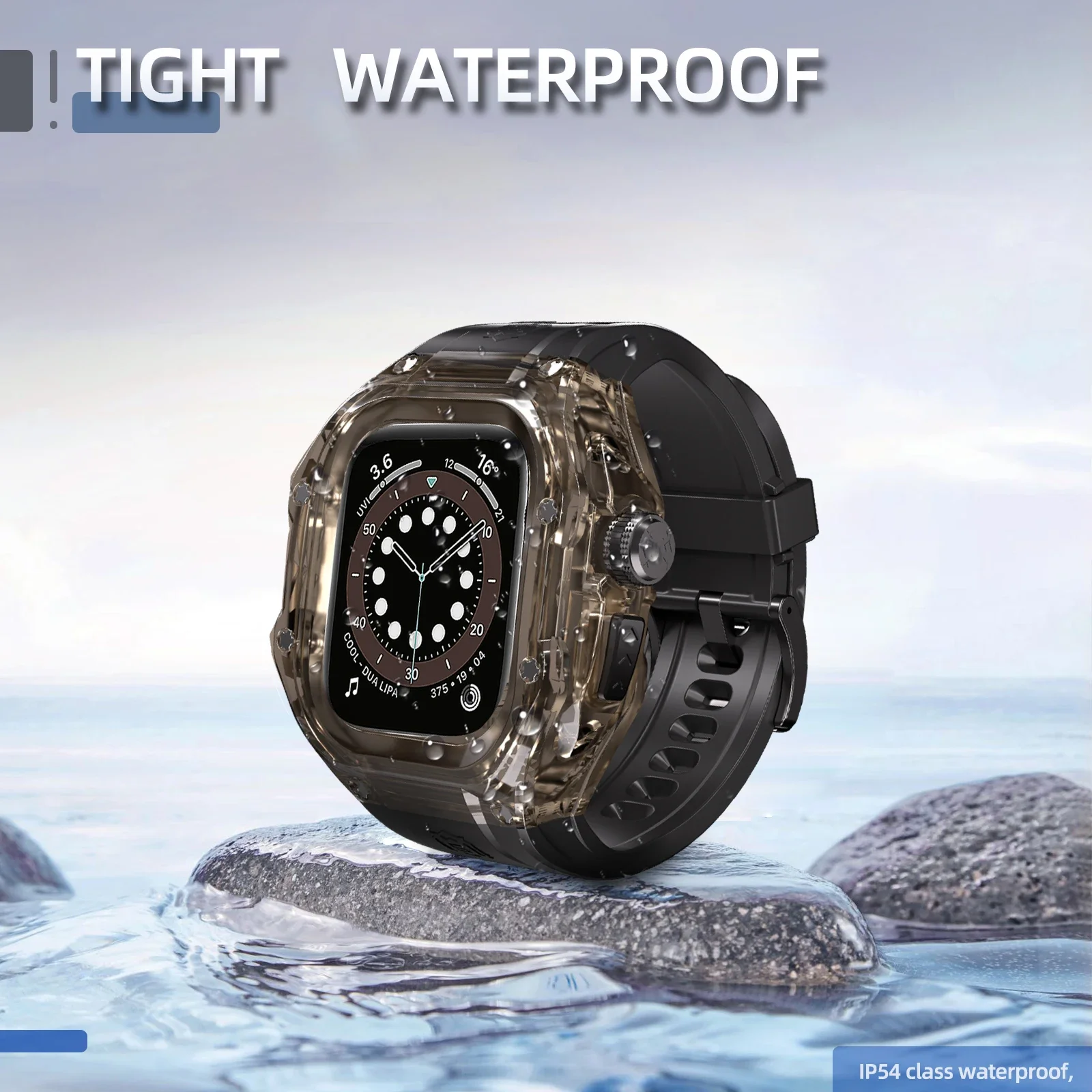 For Apple iWatch Ultra-Ultra 2 49mm Protection Kit IP54 Waterproof Watch Case Silicone Wristband Dust and Drop Resistant Case