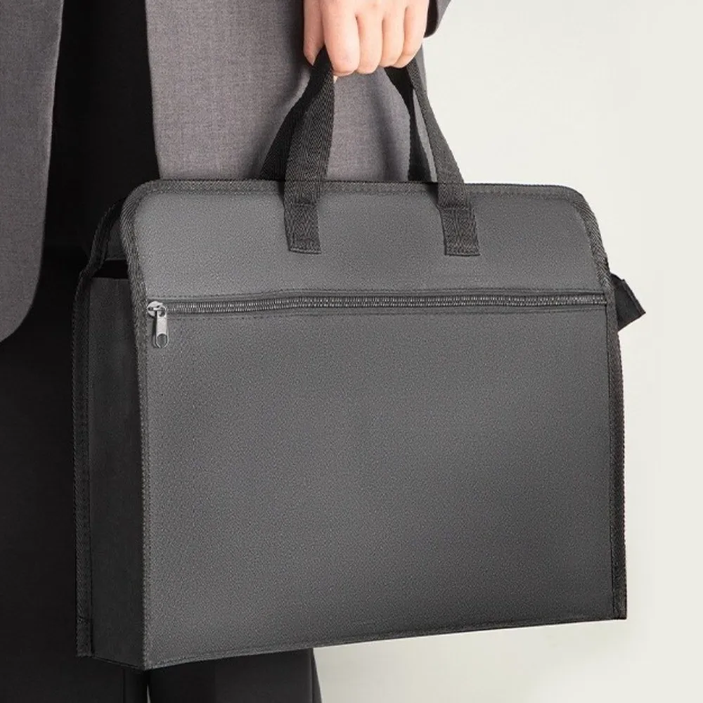

Professional Oxford Cloth Laptop Bag Solid Color Multi-Pocket Handheld Document Bag Briefcase Style Meeting Bag Student
