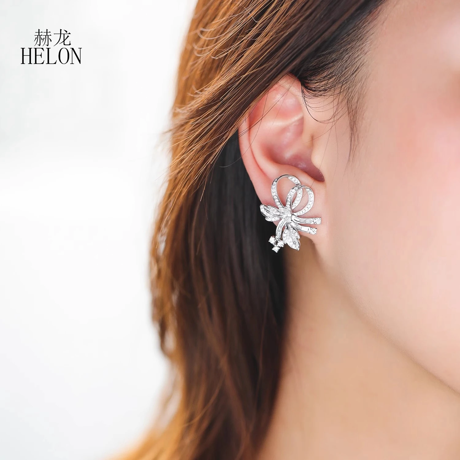 HELON Solid 18k AU750 White Gold Marquise Cut Natural Diamonds Earrings Elegant Women Diamonds Trendy Jewelry Luxury Exquisite