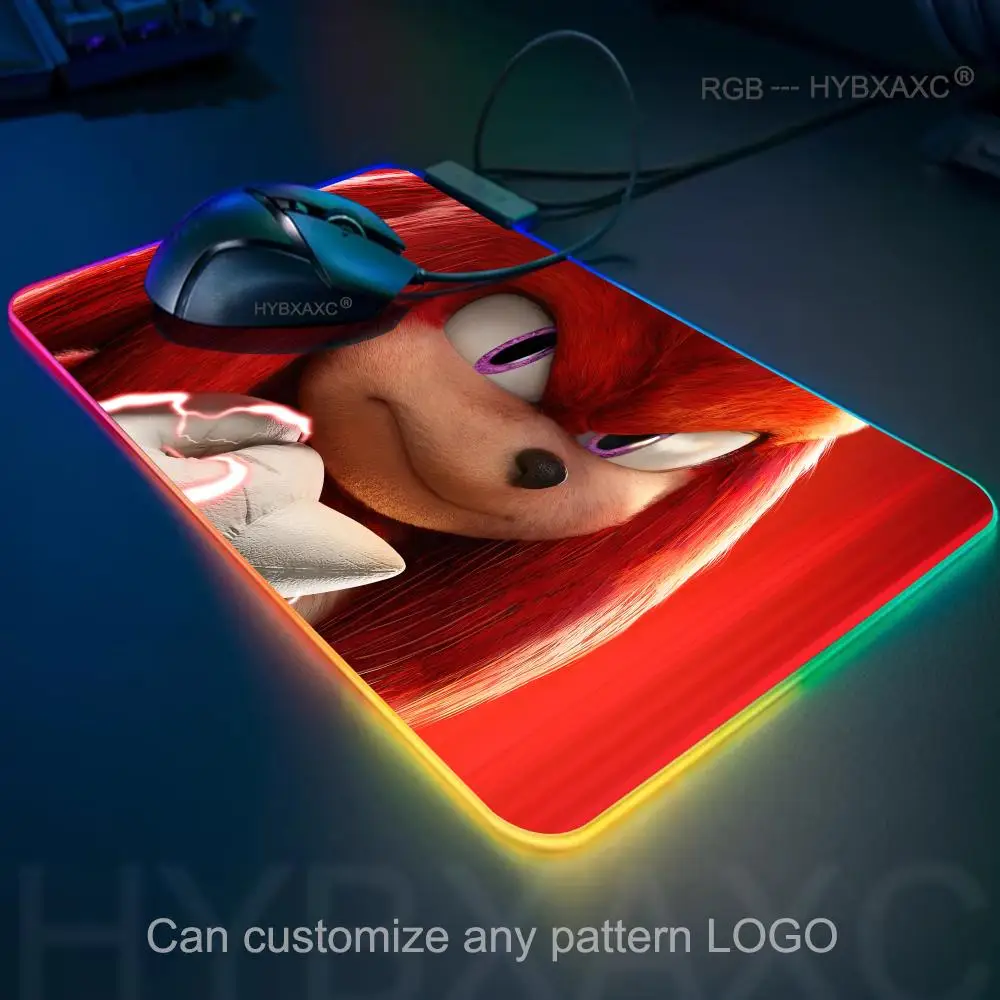 Anime Sonic The Hedgehog Mouse Pad RGB Gaming Mouse Pad Desk Mat HD Gamer Large LED Light XXL MousePads PC Computer Carpet