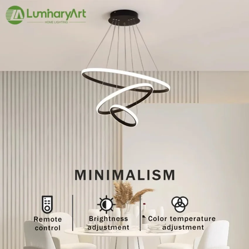 

Modern Minimalist LED Pendant Lamp Adjustable Height Circular Ring Combination Pendant Lamp Bedroom Dining Room Decoration Light