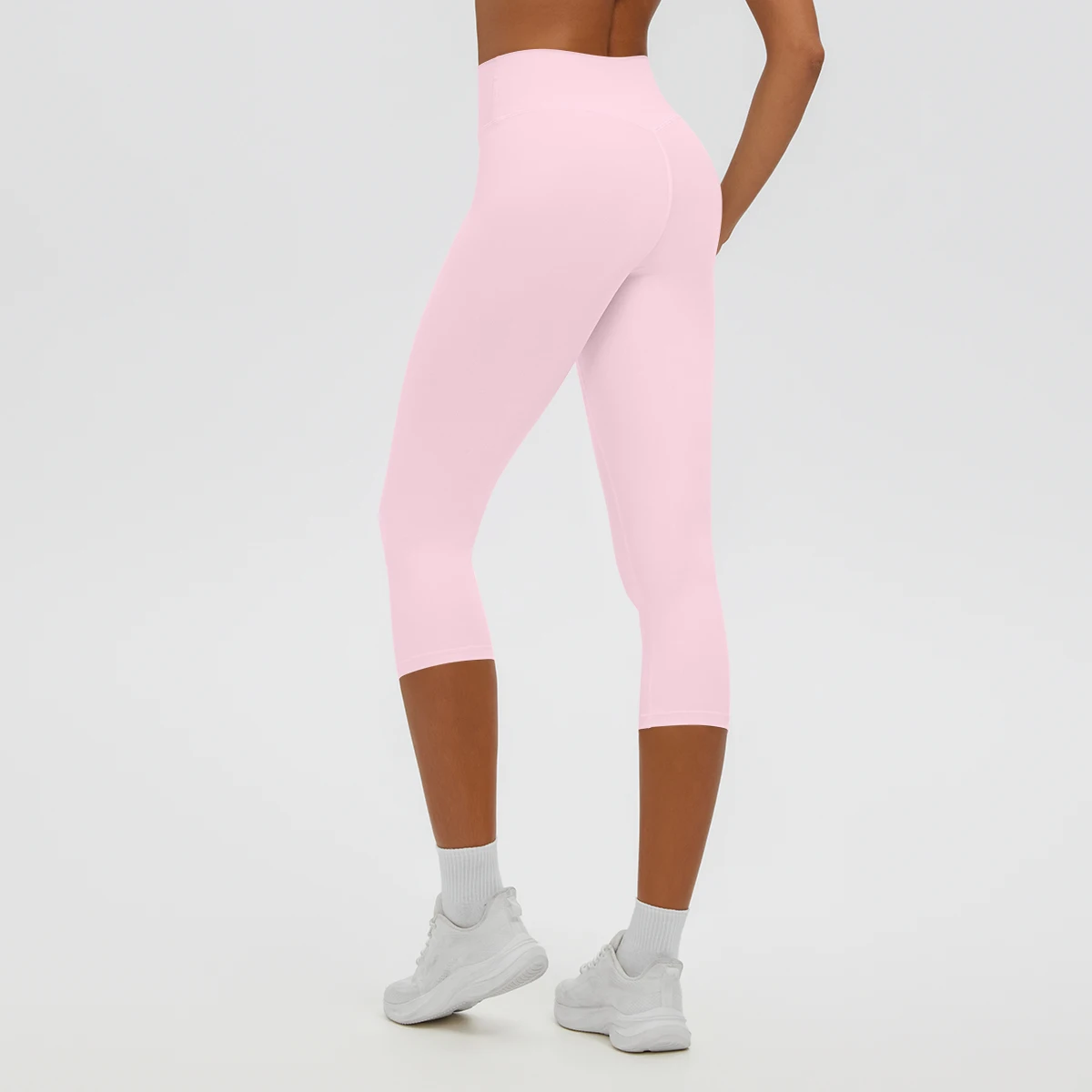 Damen-Yoga-Hosen in mittlerer Länge, einfarbig, mit hoher Dehnbarkeit, Damen-Leggings, Capri-Hosen, für Sommer, Sport, Fitnessstudio, Outdoor-Aktivitäten, Laufen, Damen-Hosen. – Detail 18