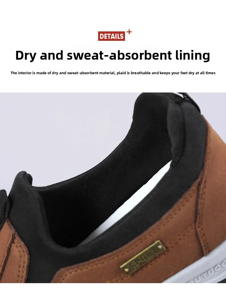 Wasserdichte Slip-On-Wanderschuhe für ältere Herren, rutschfest, stoßdämpfend, mit Profilsohle, für den täglichen Gebrauch im Freien, Freizeitschuhe, Wanderschuhe – Detail 9