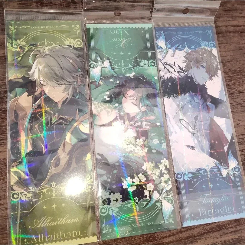 Game Impact Beautiful Painting HD Laser Paper Double-sided Gilded Bookmark Postcard for Fans Gifts Collections Book Page