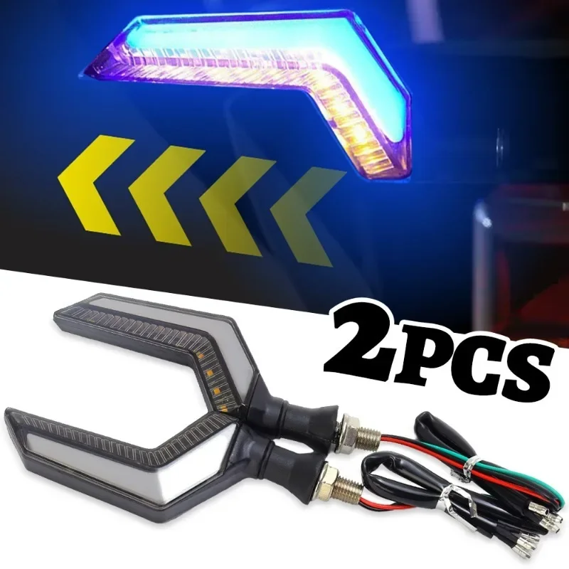 

12V Motorcycle LED Turn Signal Lights Dual Color Flowing Angel Wing Daytime Running Light Motorcycle Modification Accessories