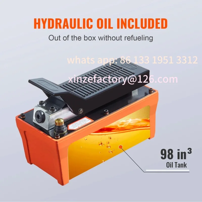 

Customizable SucceBuy Air Hydraulic Pump 10,000 PSI 1/2 Gal Reservoir Foot Actuated Air Treadle for Auto Body Frame Machines and
