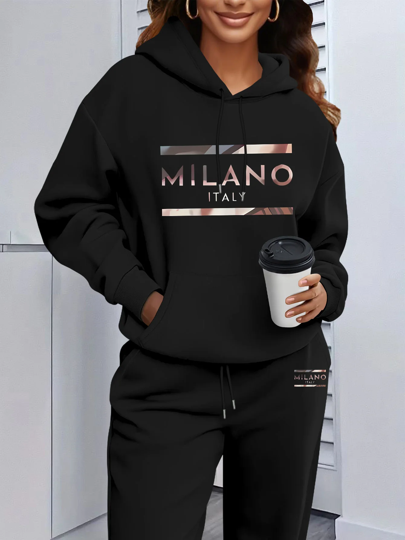 2026 Womens Print Hooded Sweatshirts Suit High Quality Hot Sales Outfits Clothing Fashion Casual Jogging Pants Sets hoodie