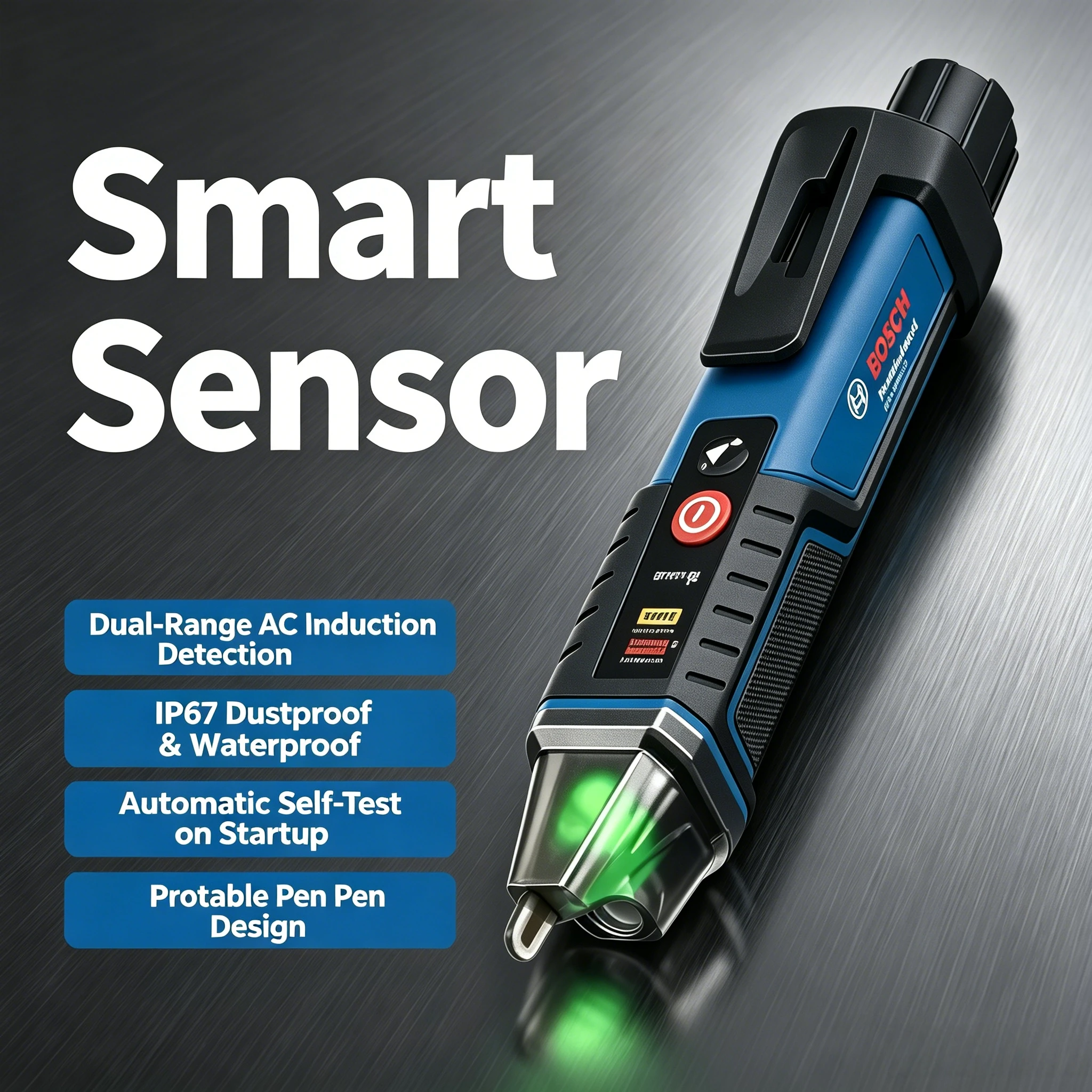 BOSCH GVD 1000-17 Professional Non-contact Voltage Tester Self-test IP67 Rating Dual Voltage for Electric Drill Working
