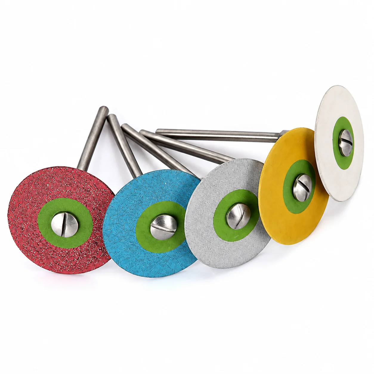 10/5PCS Dental Rubber Diamond Polishing Wheel 5 Color Grits for Zirconia Porcelain All-Ceramic 2.35mm HP Shank Dental Lab Tools
