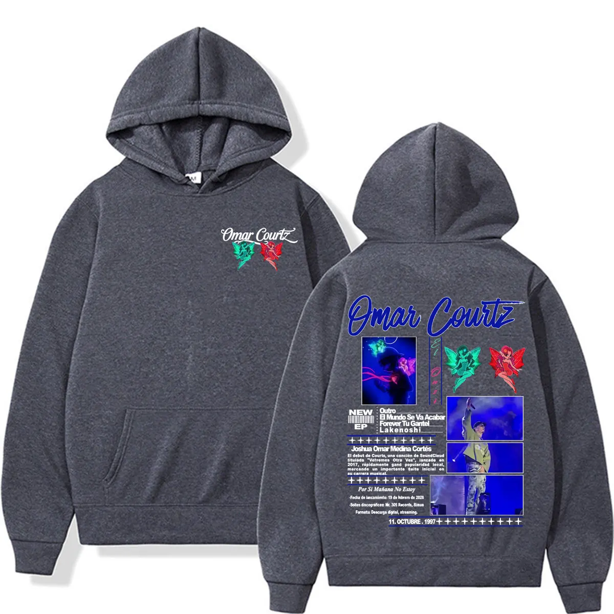 Omar Courtz Por Si Manana No Estoy Tour Merch Hoodies Herren Damen Mode Ästhetik Hip Hop Sweatshirts Lässiger Gemütlicher Fleece-Hoodie – Detail 4