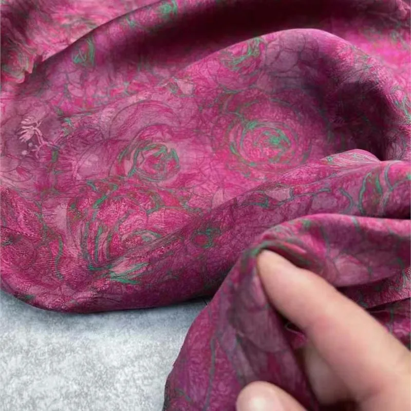 Tecido de gaze vermelha floral de seda feito sob medida de alta qualidade 100% casaco com tiras cheongsam