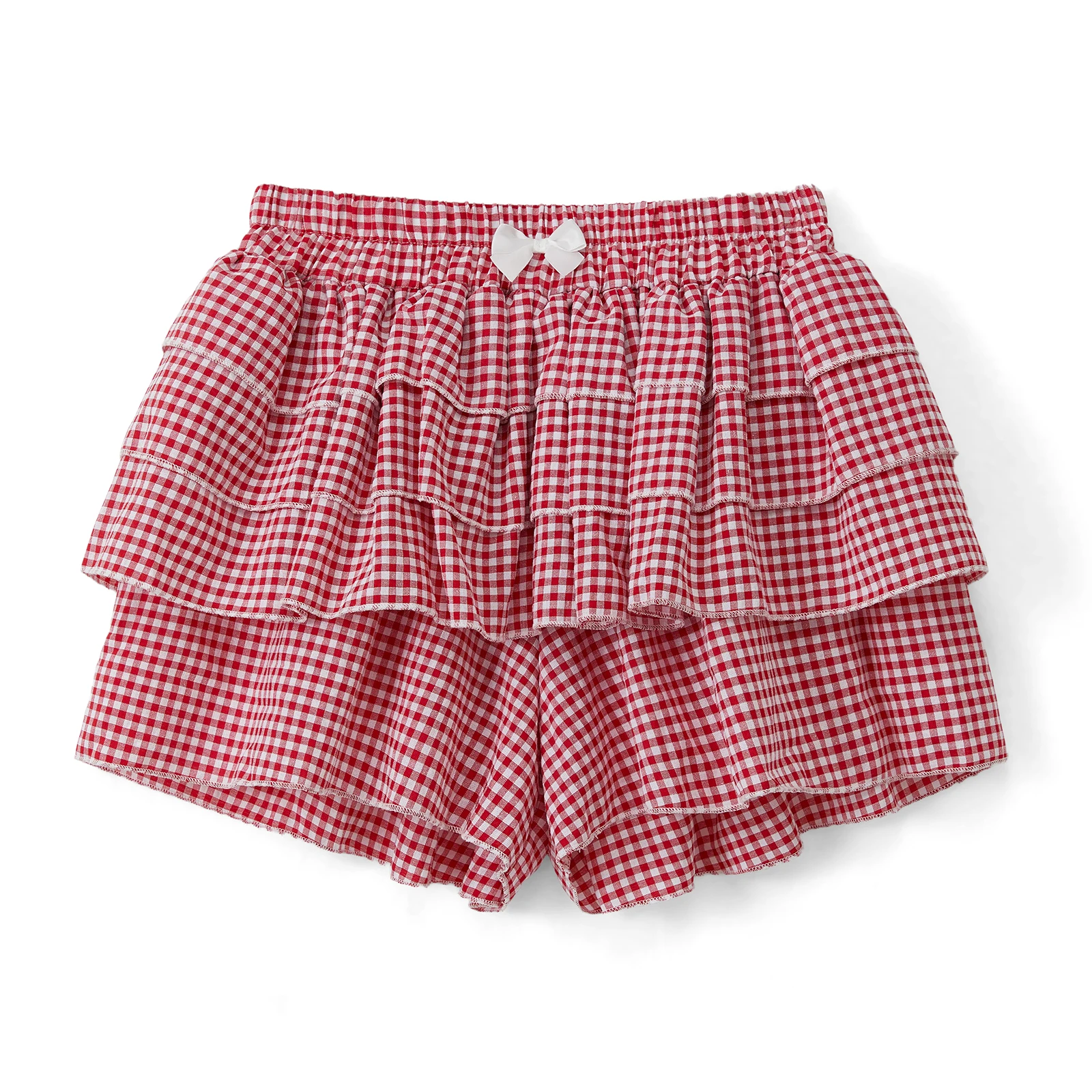 Boxer da donna con stampa scozzese, casual, elastico in vita, con fiocco sul davanti, pantaloncini da salotto larghi, pantaloncini da uscire