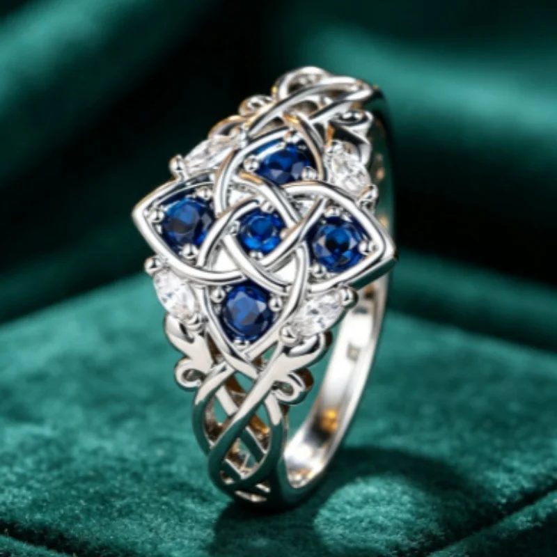 New High-end Retro Lace Purple Zircon Ring From Europe and America Attends Banquet with Classic Oval Light Luxury Accessories