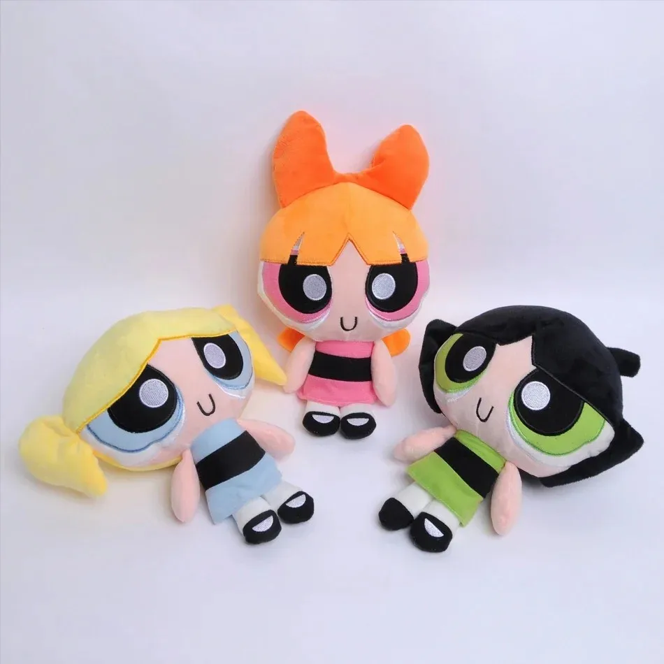 25cm Anime Cartoon Girls Plush Toys Peripheral Blossom Bubbles Buttercup Cute Decorative