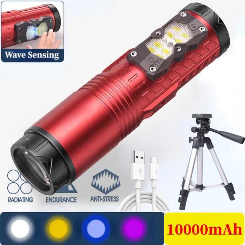 

Ultra Bright Rechargeable LED Flashlight for Fishing Outdoor Powerful Waterproof 30W 10000mAh Zoomable Hanheld Spotlight