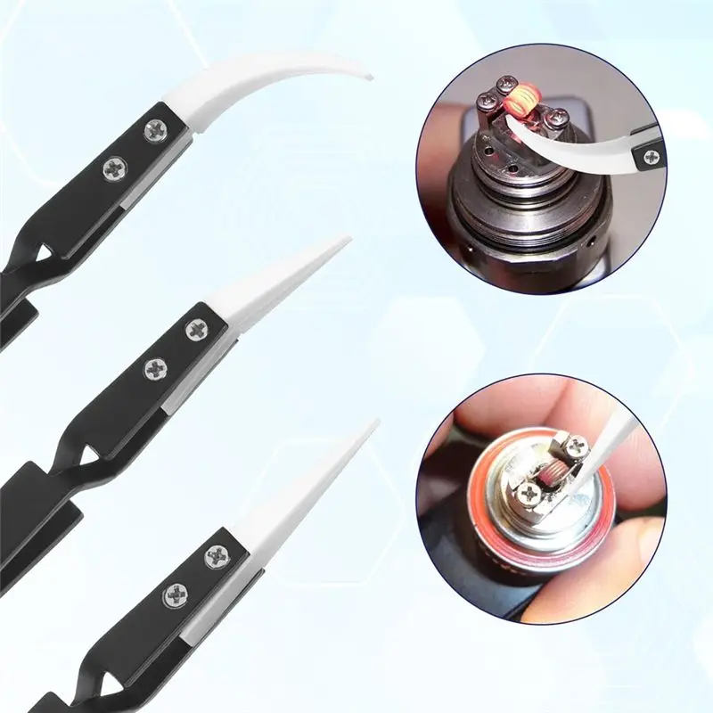 Superior AA63 6 Pcs Reverse Solder Tweezers, Anti-Magnetic Pointed And Curved Tips Tweezer Set For Solder Pinching Coils