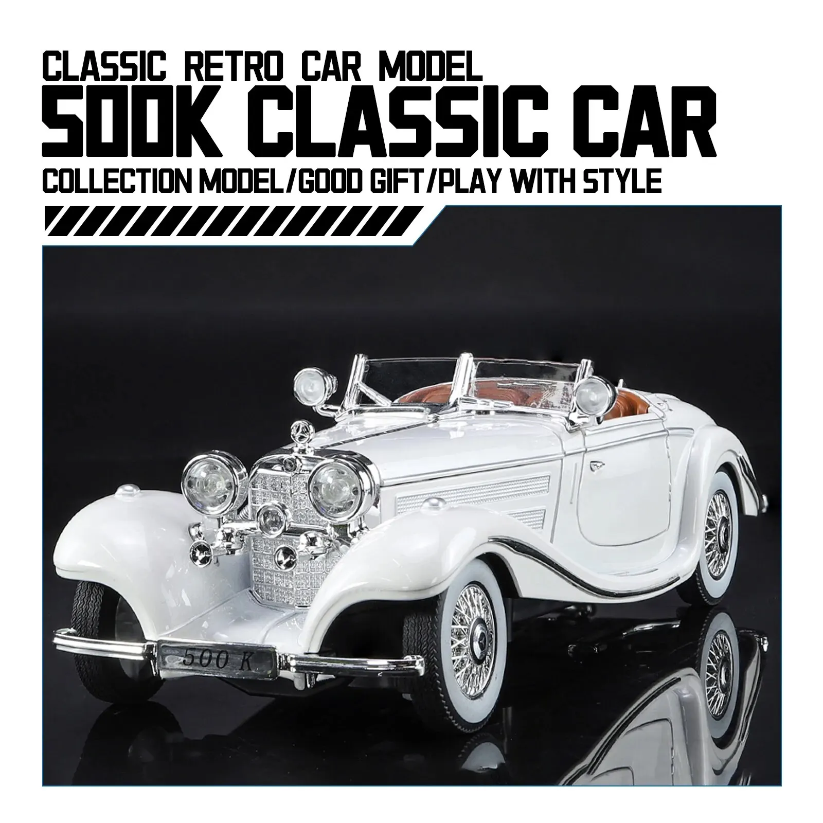 1:24 Alloy Vintage Car Model, Classic for 500K and CLK-GTR Series, Suitable for Youth Collection and Display