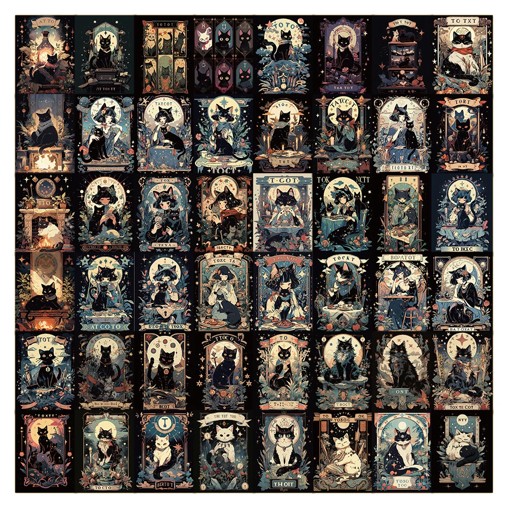 

10/30/50pcs Dark Cat Tarot Graffiti Stickers Decal Waterproof DIY Skateboard Motorcycle Laptop Cool Decoration Sticker Wholesale