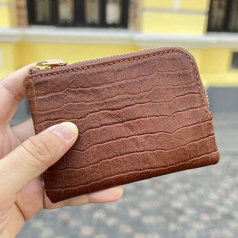 

Hiram Beron Compact Wallet for Men Gift Embossed Crocodile Pattern Credit Card Wallet Rfid Blocking Slim Coin Pouch