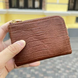 Hiram Beron Compact Wallet for Men Gift Embossed Crocodile Pattern Credit Card Wallet Rfid Blocking Slim Coin Pouch