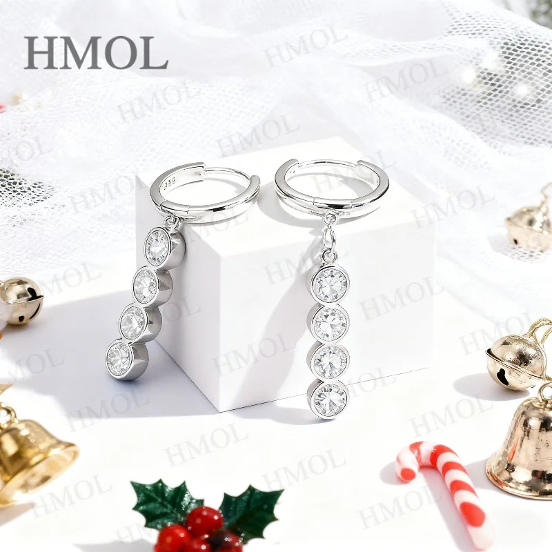 0.6CT متعدد الألوان مويسانيتي قطرة هوب أقراط مختبر نمت روبي الياقوت الكولومبي نمط S925 مجوهرات للنساء هدية مثالية