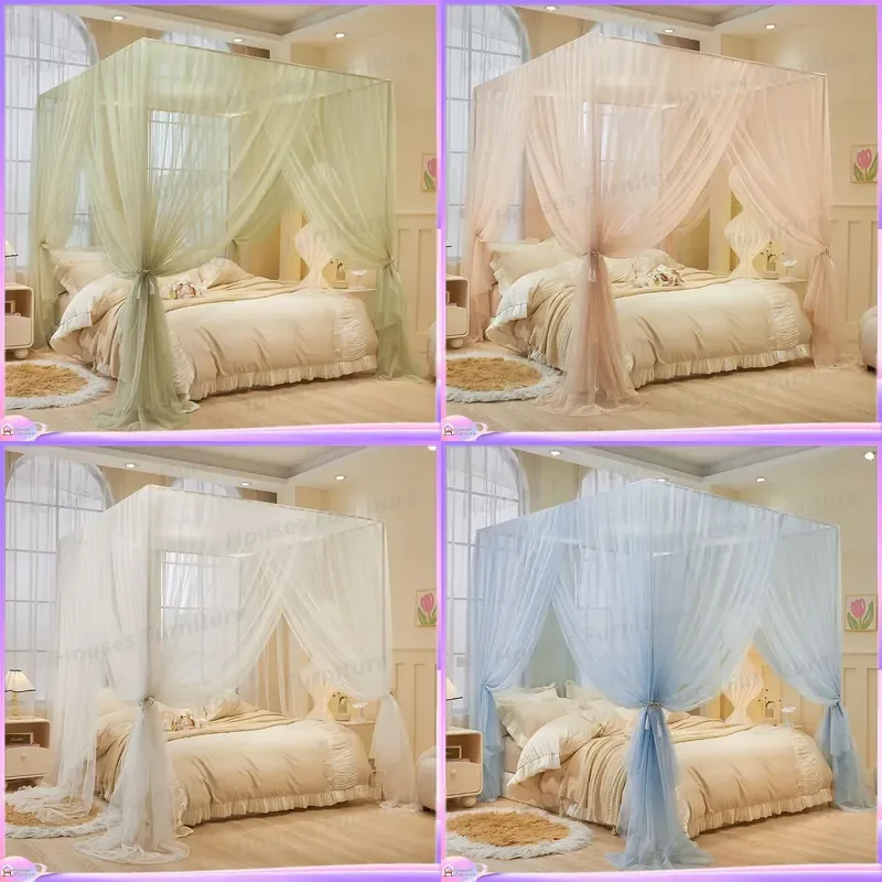 Palace floor mosquito net household three door with bracket 2026 new bedroom encryption net yarn thickened and thickened