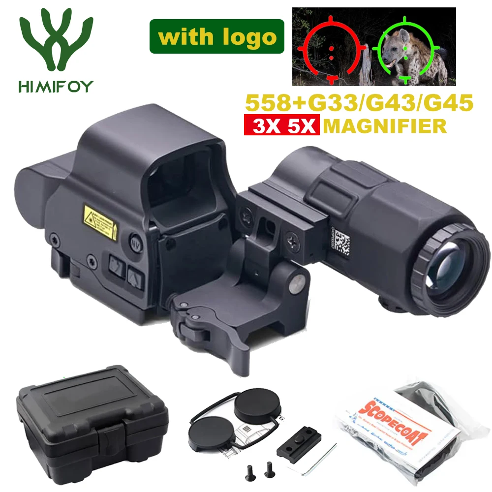 558+G43/G45/G33 Holographic Sight Red Dot Optic Sight 558 Red Dot Sight Gear W/20mm Rail Mounts&Quick Detach Lever