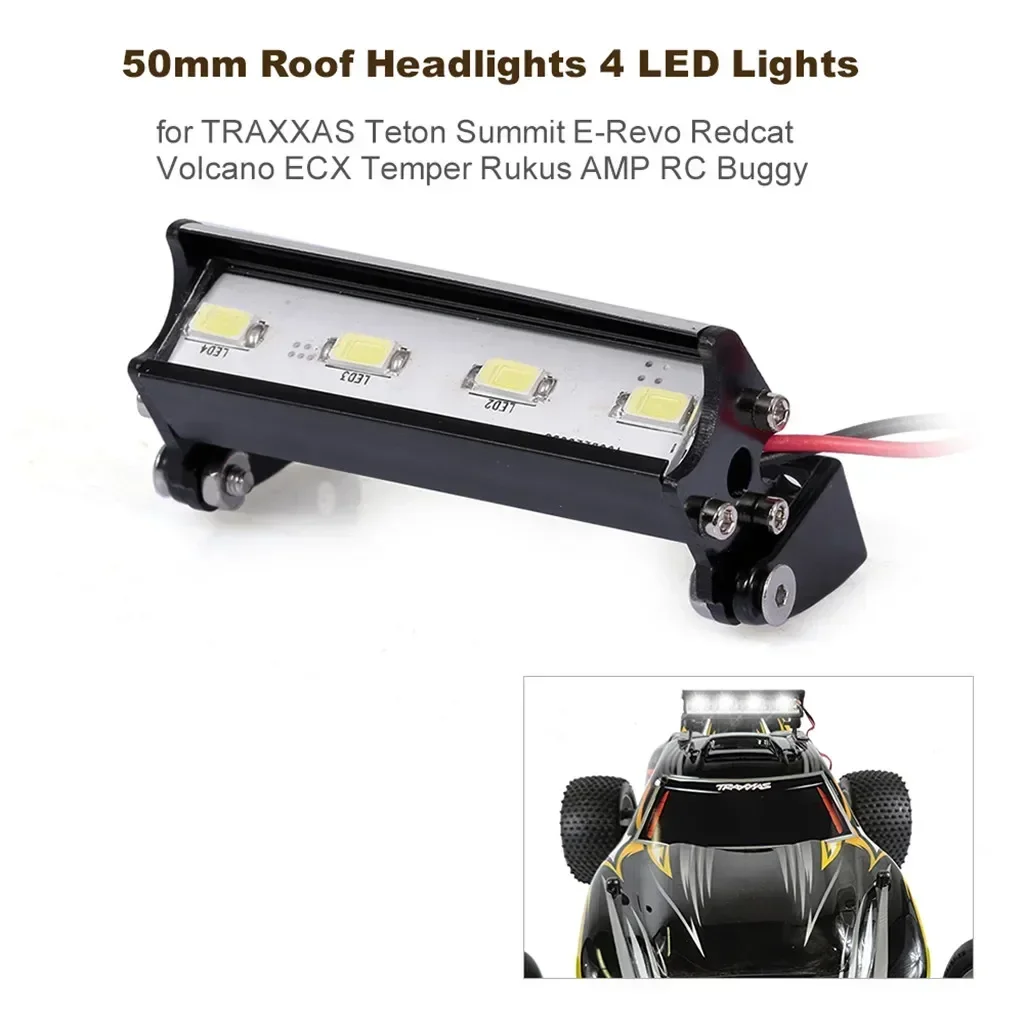 50mm RC Car Roof Headlights RC Off-Road Dome 4 LED Lights for TRXS Teton Summit Redcat Volcano ECX Temper Rukus AMP