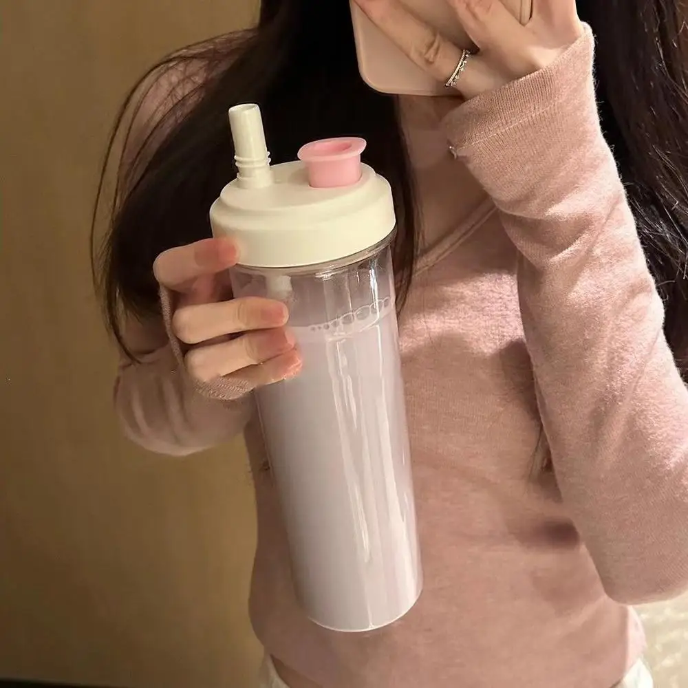 500/850ML Plastic Portable Bubble Tea Cups Transparent Simple Water Bottle Travel Straw Cup Juice Milk Mocha Coffee Drink Cup