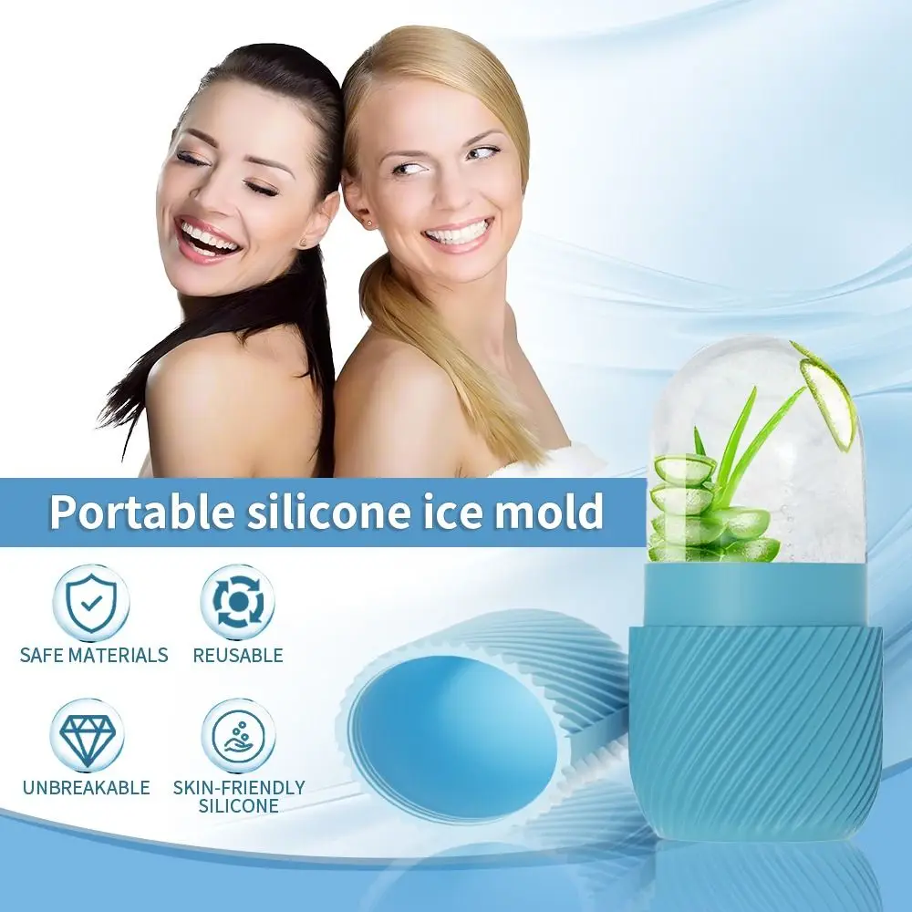 얼굴 붓기를 줄이기위한 새로운 실리콘 아이스 롤러 재사용 가능한 얼음 얼굴 롤러 마사지 뷰티 도구 아이스 큐브 트레이 뷰티