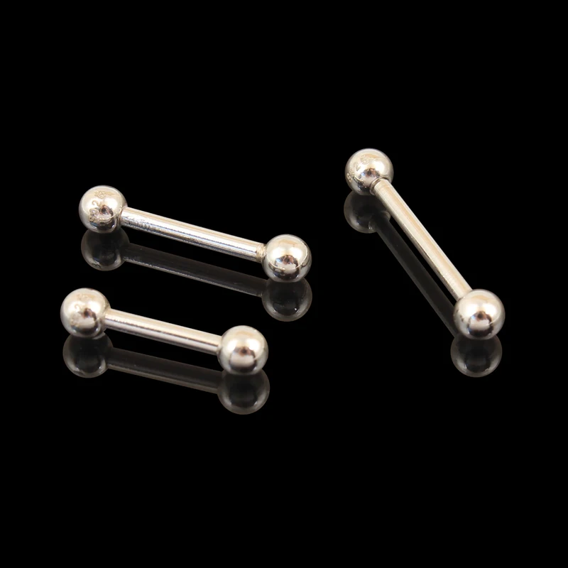 925 sterling silver body jewelry barbell pure S925 16G nipple ring tongue ring eyebrow nail tongue body piercing ONE PIECE