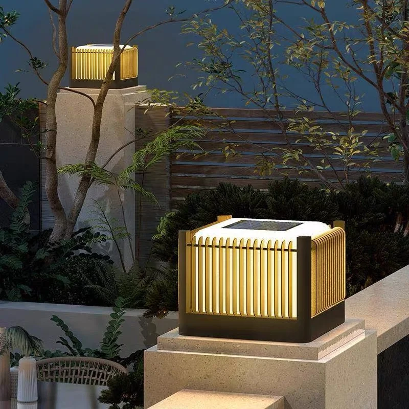 Modern Stainless Steel LED Solar/Electric Pillar Lights Waterproof Rust-Proof 5-Year Warranty Dimmable Garden Decoration Lights