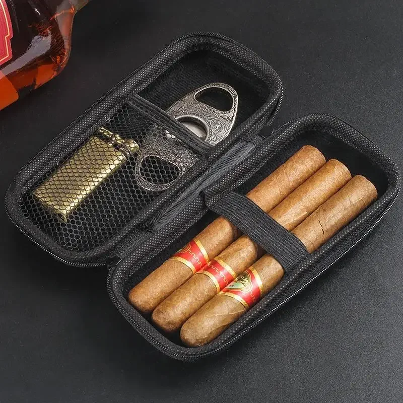 

EVA Travel Cigar Box Case Tobacco Smoking Pipe Cigarettes Cutter Lighter Bag Portable Cigarro Storage Accessories Gadget