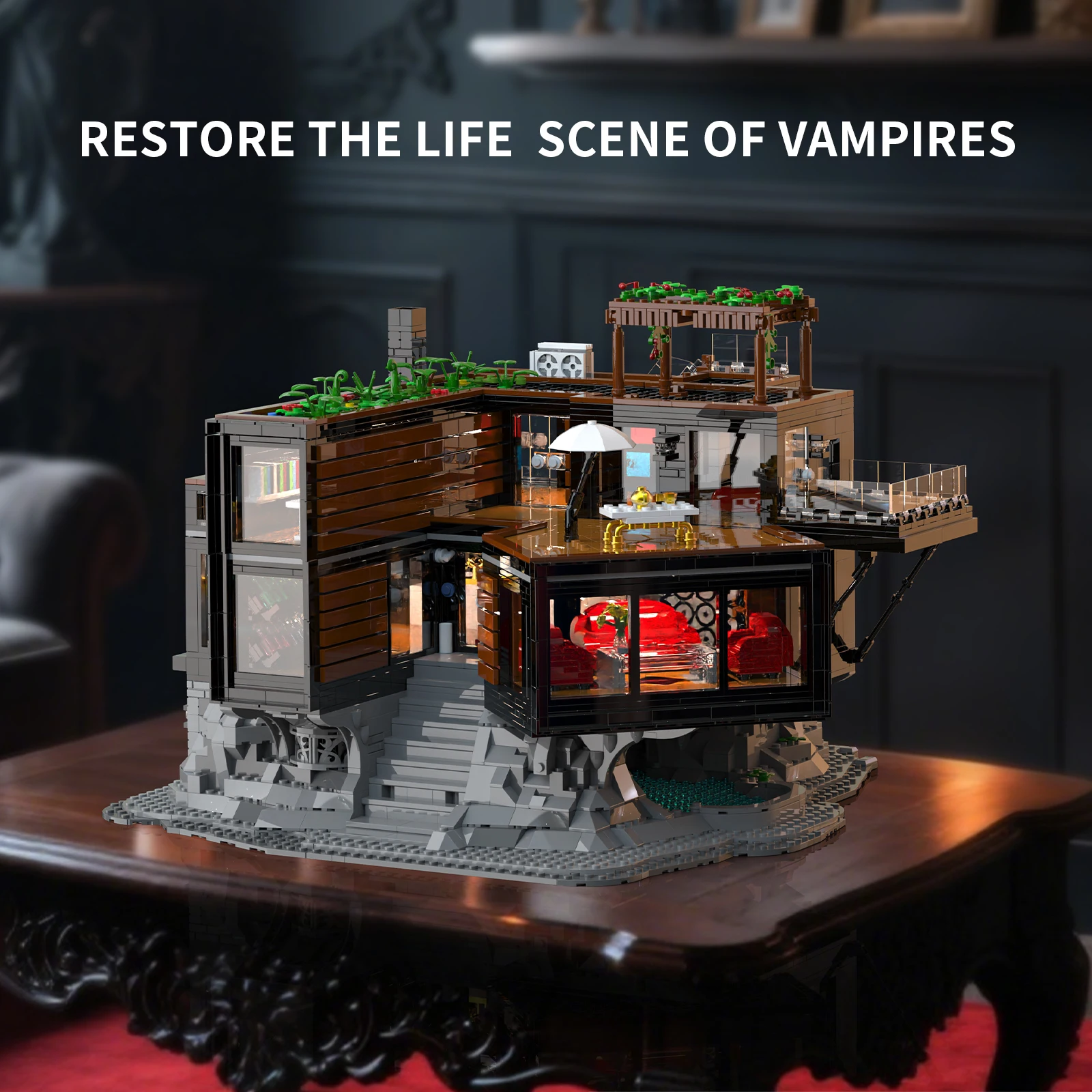 MOC City Vampire House Building Blocks Street View Architettura Mattoni Modello fai da te Giocattoli per bambini Regalo per adulti