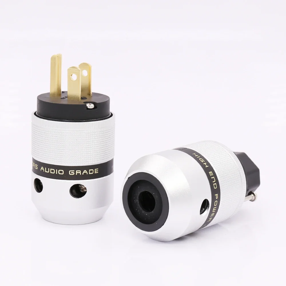 Pair Hi End tembaga/Rhodium/emas berlapis US AC Power Plug HIFI Audio Grade tembaga US plug & IEC DIY kabel daya
