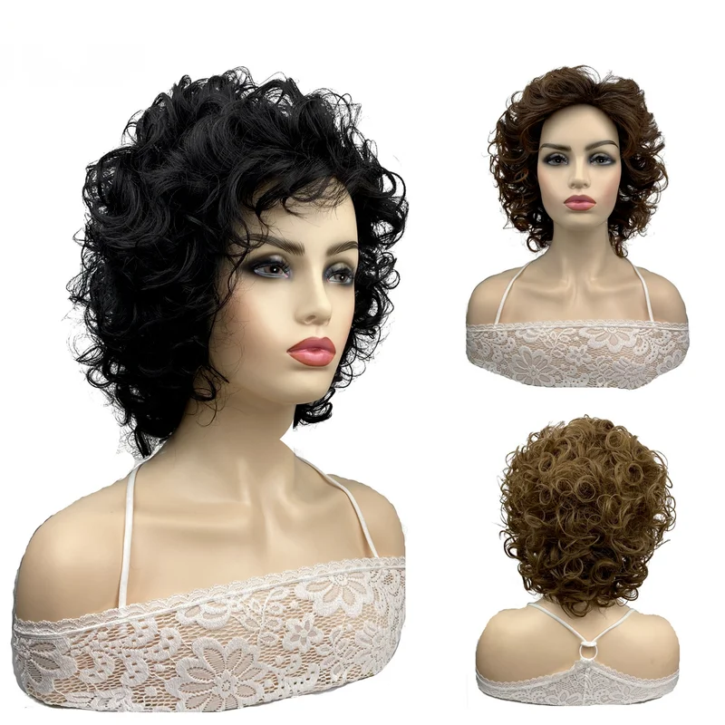 

New Wavy Curly Ladies Hair Fluffy Dark Brown Cosplay Wigs