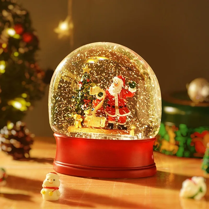 Snow Globe Music for Girls Christmas Birthday Gift with LED Light Rotating Ballerina Musical Box Decorative Present for Kids