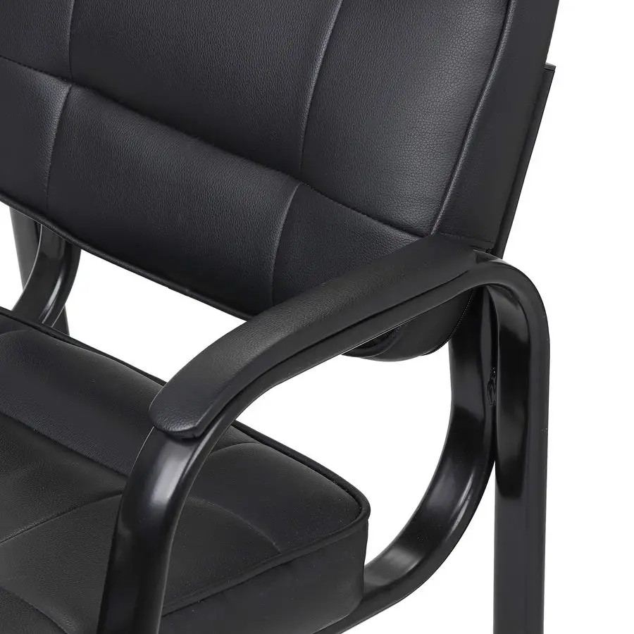 Office Guest Chair Bonded Leather Executive Side Chair Reception Chair W Solid Metal Frame Home Office Furniture Set of 3